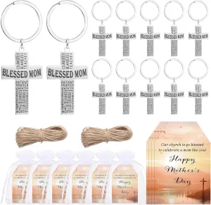 Spakon Mother's Day Gifts Bulk for Church Bible Verse Mom Keychains with Mother's Cards and Gift Bags