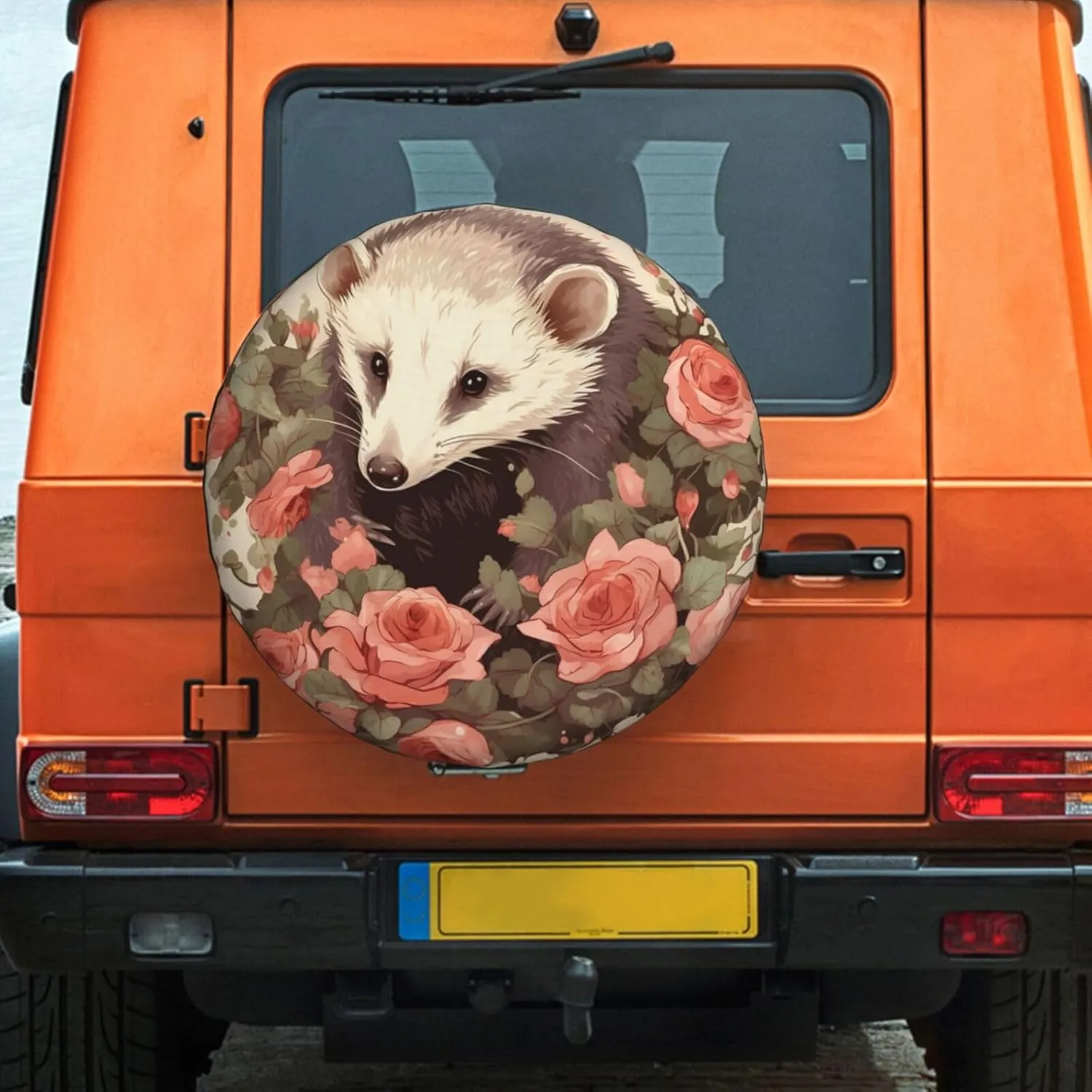 Spare Tire Cover Waterproof Dust-Proof Wheel Cover Windproof Tire Protector Opossum and Roses Tire Wheel Protector Rv Tire Covers Universal Size Fit for Trailers Camper Truck 16 inch