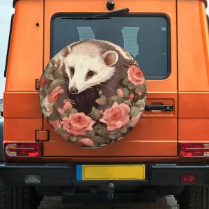 Spare Tire Cover Waterproof Dust-Proof Wheel Cover Windproof Tire Protector Opossum and Roses Tire Wheel Protector Rv Tire Covers Universal Size Fit for Trailers Camper Truck 16 inch
