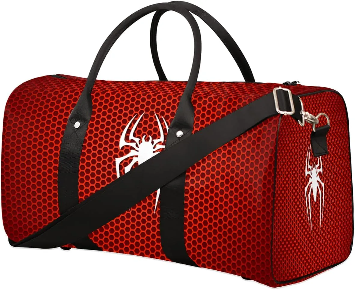 Spiders Pattern Travel Duffle Bag for Men Women Geometric Hexagon Overnight Weekender Bag Foldable Travel Duffel Bag Medium Sports Gym Bag Waterproof Luggage Tote Bag Tear Resistant