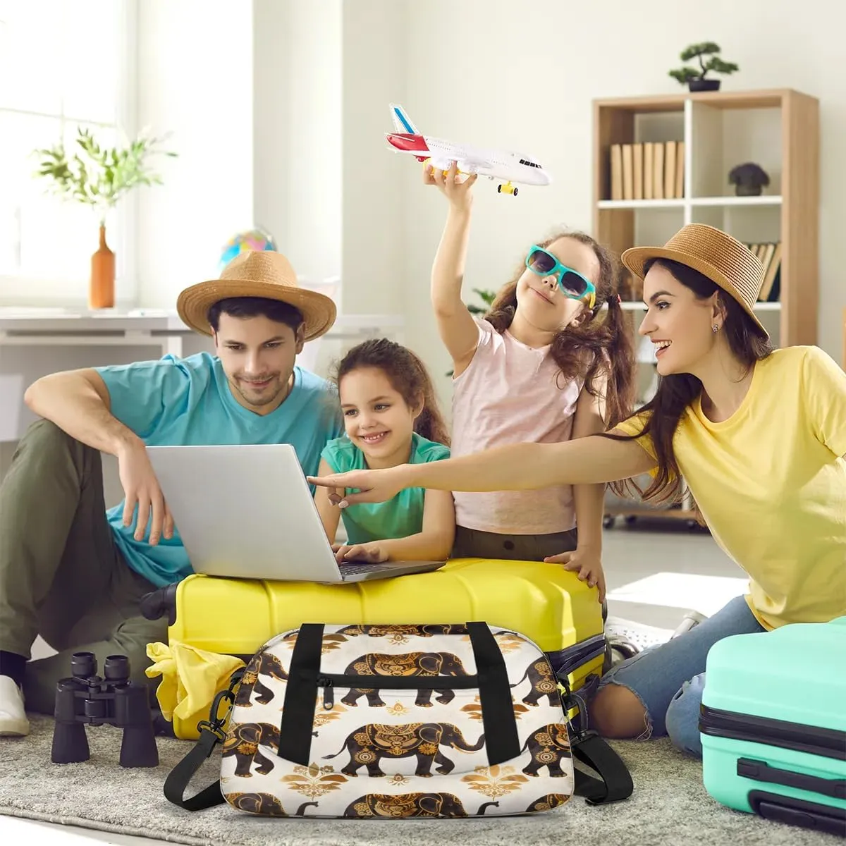 Sport Duffel Bag Elegant Elephants Kids Gym Bag Weekender Overnight Bags for Boys Girls Teens Carry On Workout Travel Bag