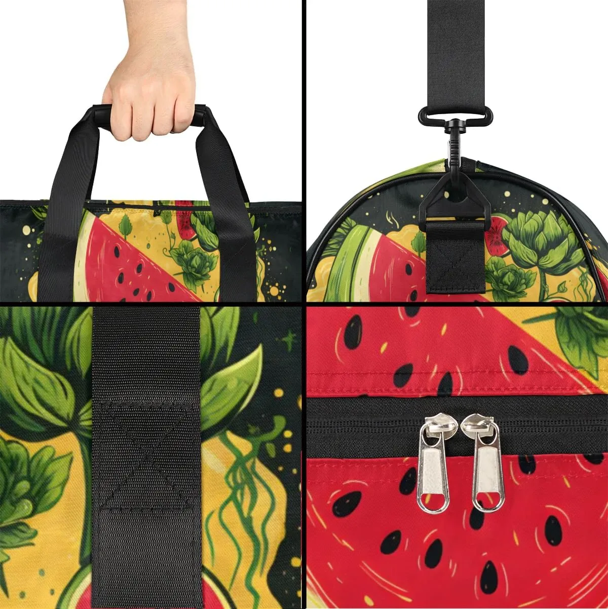 Sport Gym Bag for Women Men with Shoes Compartment & Wet Pocket, Travel Duffel Bag Sport Gym Tote Bags Swimming Yoga Ballet Weekend Overnight Bag Carry on Bag for Airplane (Watermelon 1)