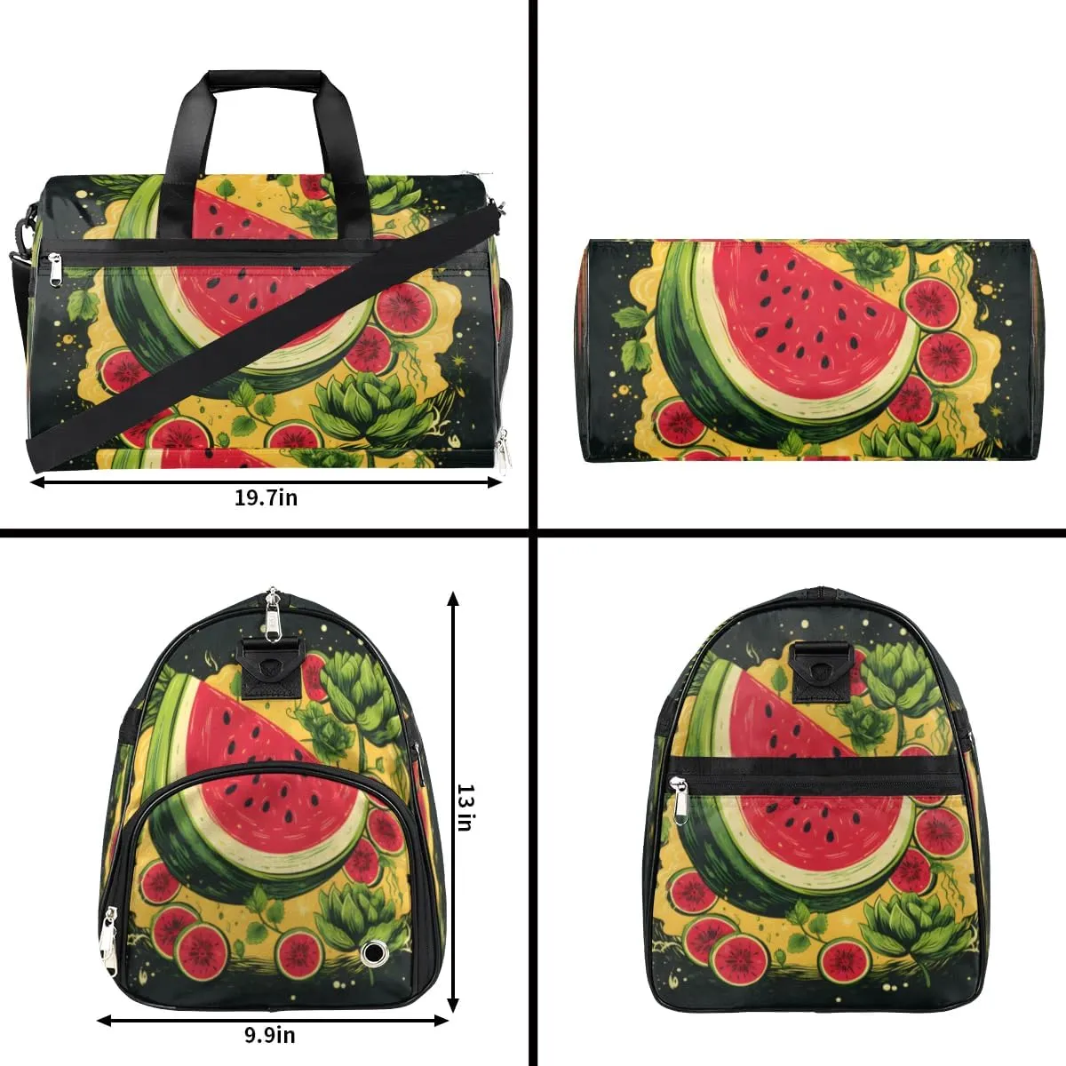 Sport Gym Bag for Women Men with Shoes Compartment & Wet Pocket, Travel Duffel Bag Sport Gym Tote Bags Swimming Yoga Ballet Weekend Overnight Bag Carry on Bag for Airplane (Watermelon 1)