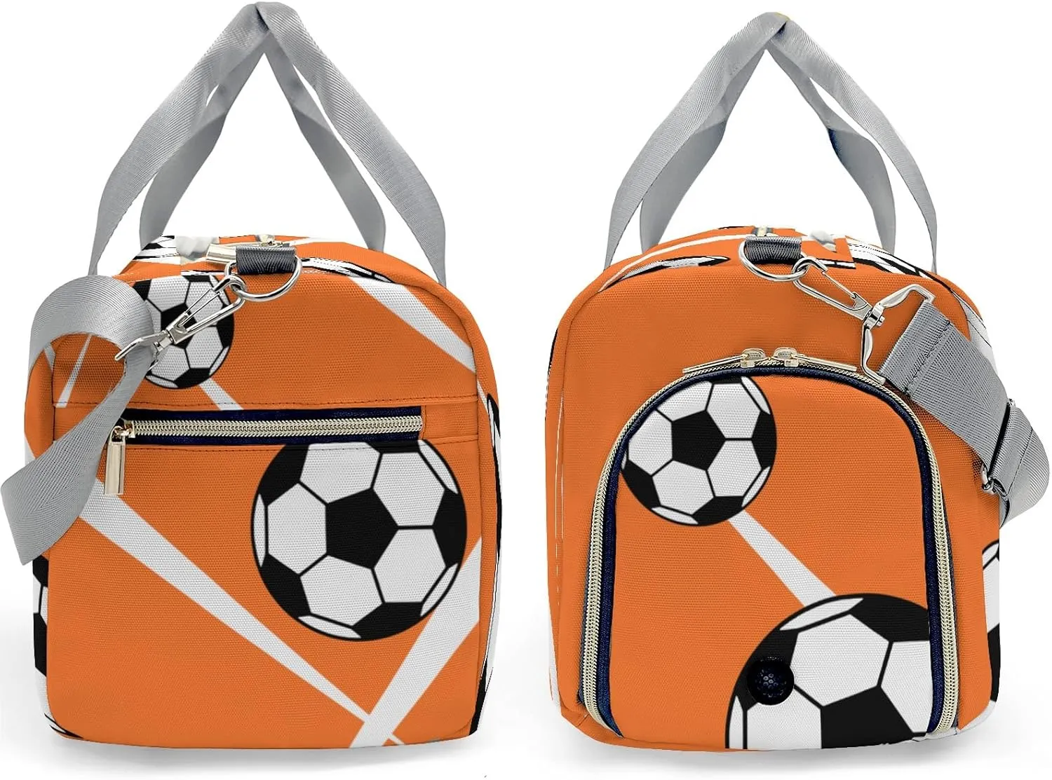 Sport Soccer Player Number Orange Personalized Duffel Bag Custom Women Men Multi-Function Travel Bag Gym Sports Bag Gymnastic Yoga Bag Carry On Overnight Weekend Duffel Bags