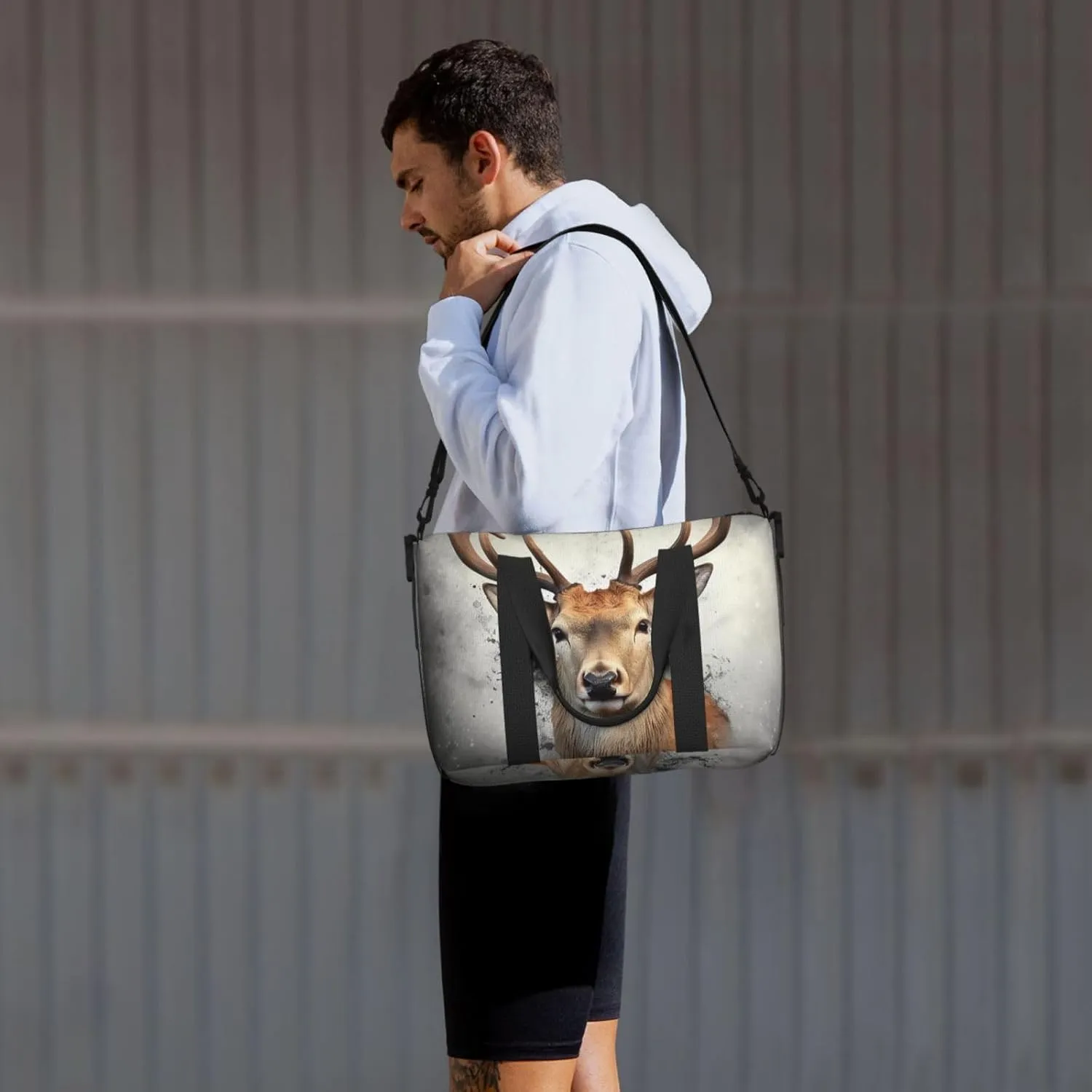 Sports Gym Bag for Women Men Travel Duffel Bag Tote Weekender Bag Carry on Overnight Bag for Travel Swimming Fitness Workout Sports Animal deer Duffle Bag