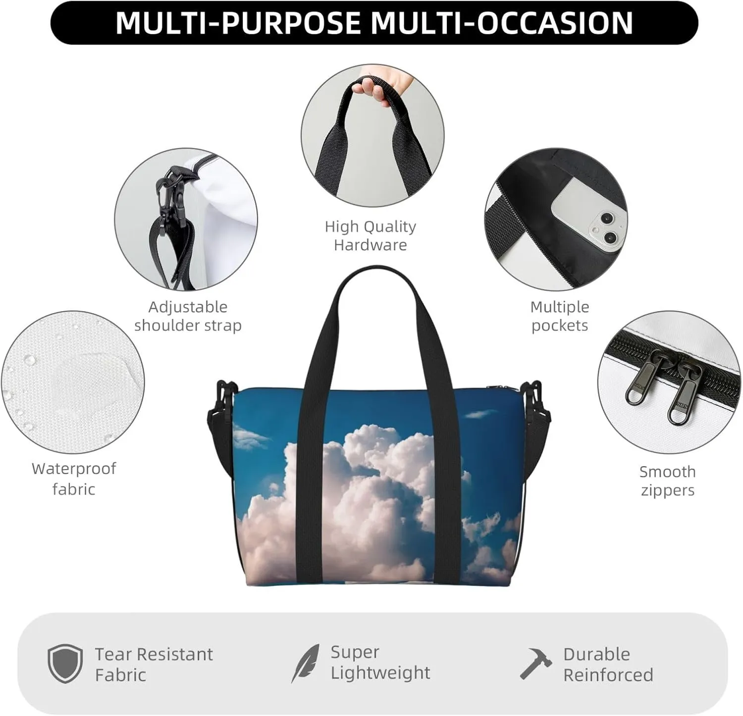 Sports Gym Bag for Women Men Travel Duffel Bag Tote Weekender Bag Carry on Overnight Bag for Travel Swimming Fitness Workout Sports Blue Duffle Bag