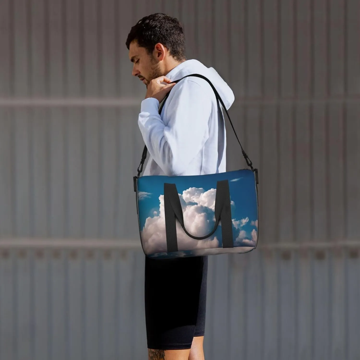 Sports Gym Bag for Women Men Travel Duffel Bag Tote Weekender Bag Carry on Overnight Bag for Travel Swimming Fitness Workout Sports Blue Duffle Bag