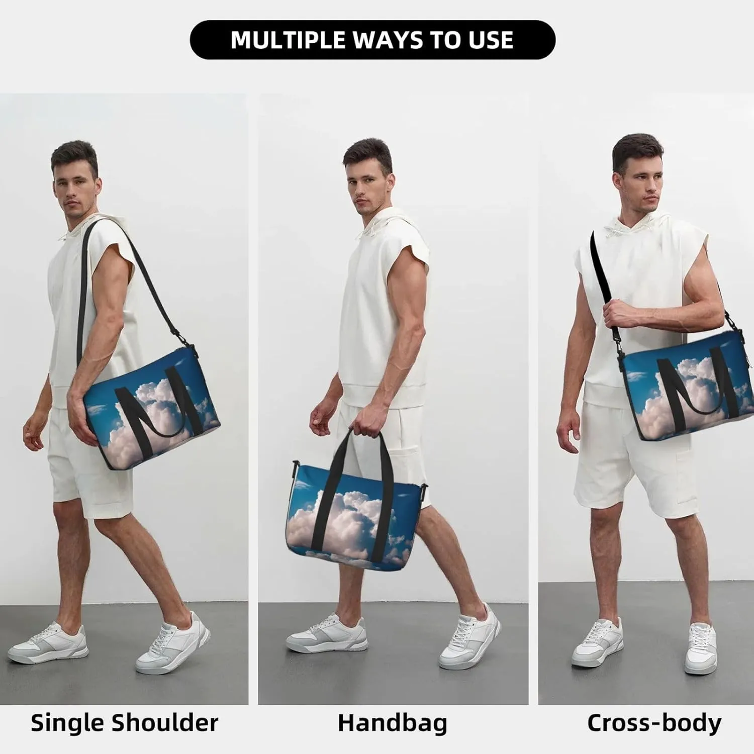 Sports Gym Bag for Women Men Travel Duffel Bag Tote Weekender Bag Carry on Overnight Bag for Travel Swimming Fitness Workout Sports Blue Duffle Bag