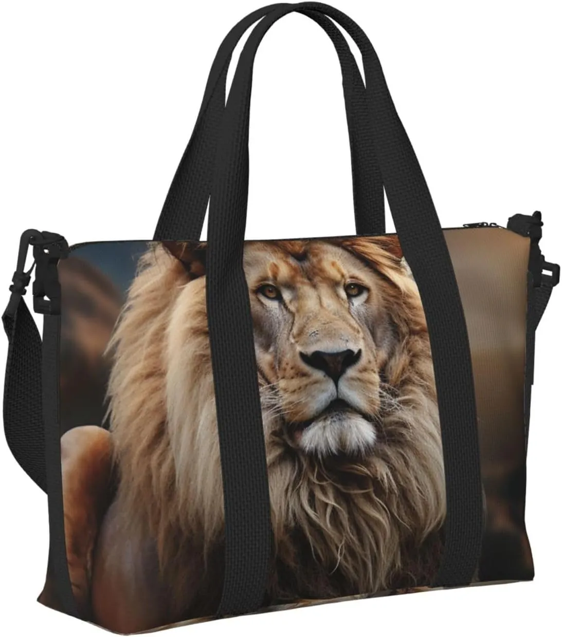 Sports Gym Bag for Women Men Travel Duffel Bag Tote Weekender Bag Carry on Overnight Bag for Travel Swimming Fitness Workout Sports Creative Animals Lion Duffle Bag