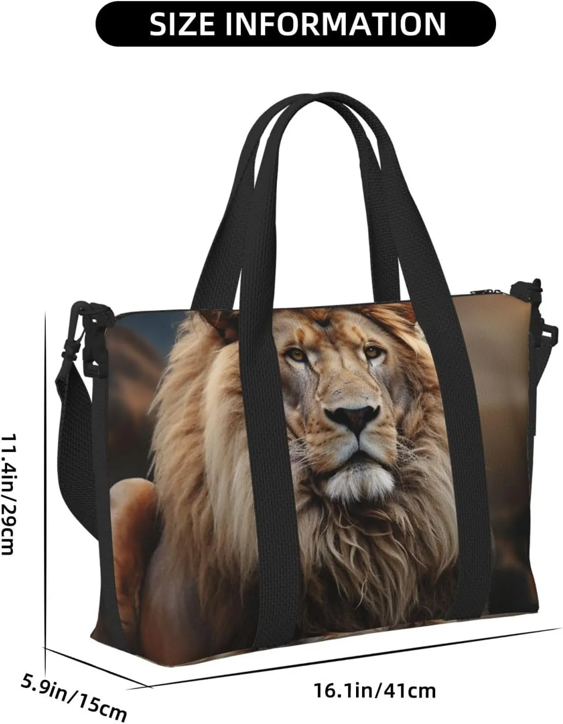 Sports Gym Bag for Women Men Travel Duffel Bag Tote Weekender Bag Carry on Overnight Bag for Travel Swimming Fitness Workout Sports Creative Animals Lion Duffle Bag