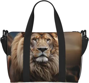 Sports Gym Bag for Women Men Travel Duffel Bag Tote Weekender Bag Carry on Overnight Bag for Travel Swimming Fitness Workout Sports Creative Animals Lion Duffle Bag