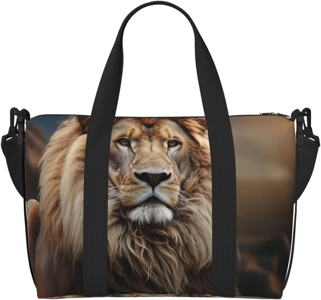 Sports Gym Bag for Women Men Travel Duffel Bag Tote Weekender Bag Carry on Overnight Bag for Travel Swimming Fitness Workout Sports Creative Animals Lion Duffle Bag