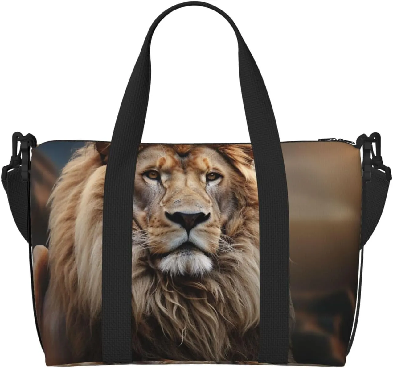 Sports Gym Bag for Women Men Travel Duffel Bag Tote Weekender Bag Carry on Overnight Bag for Travel Swimming Fitness Workout Sports Creative Animals Lion Duffle Bag