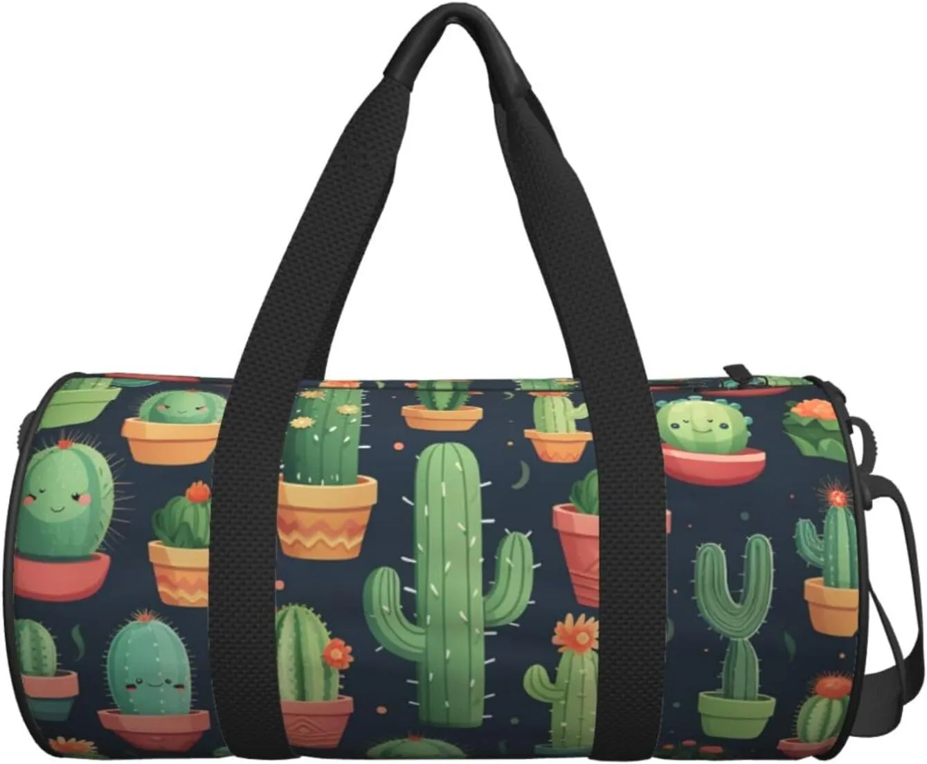 Sports Gym Bag for Women Men Travel Duffel Bag Tote Weekender Bag Carry on Overnight Bag for Travel Swimming Fitness Workout Sports Cute Cactus Seamless Illustration Duffle Bag