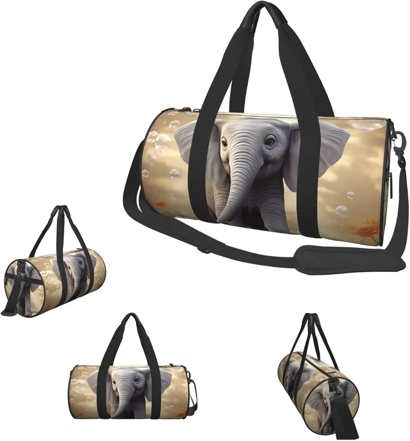 Sports Gym Bag for Women Men Travel Duffel Bag Tote Weekender Bag Carry on Overnight Bag for Travel Swimming Fitness Workout Sports Cute Elephant Play Duffle Bag