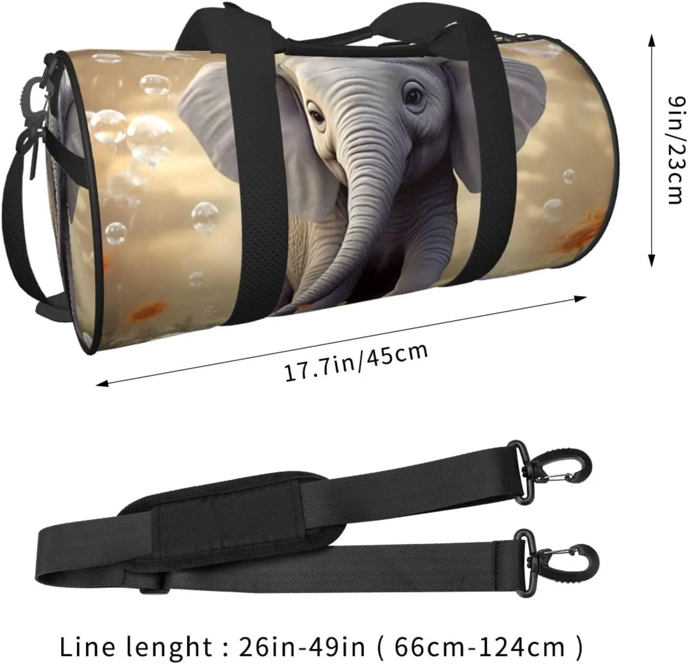 Sports Gym Bag for Women Men Travel Duffel Bag Tote Weekender Bag Carry on Overnight Bag for Travel Swimming Fitness Workout Sports Cute Elephant Play Duffle Bag
