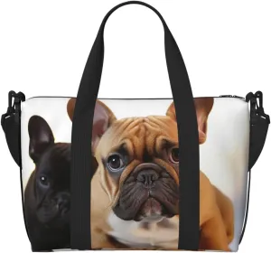 Sports Gym Bag for Women Men Travel Duffel Bag Tote Weekender Bag Carry on Overnight Bag for Travel Swimming Fitness Workout Sports Cute French Bulldog Duffle Bag