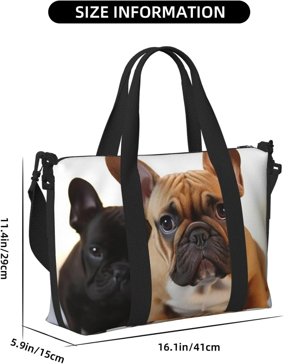Sports Gym Bag for Women Men Travel Duffel Bag Tote Weekender Bag Carry on Overnight Bag for Travel Swimming Fitness Workout Sports Cute French Bulldog Duffle Bag