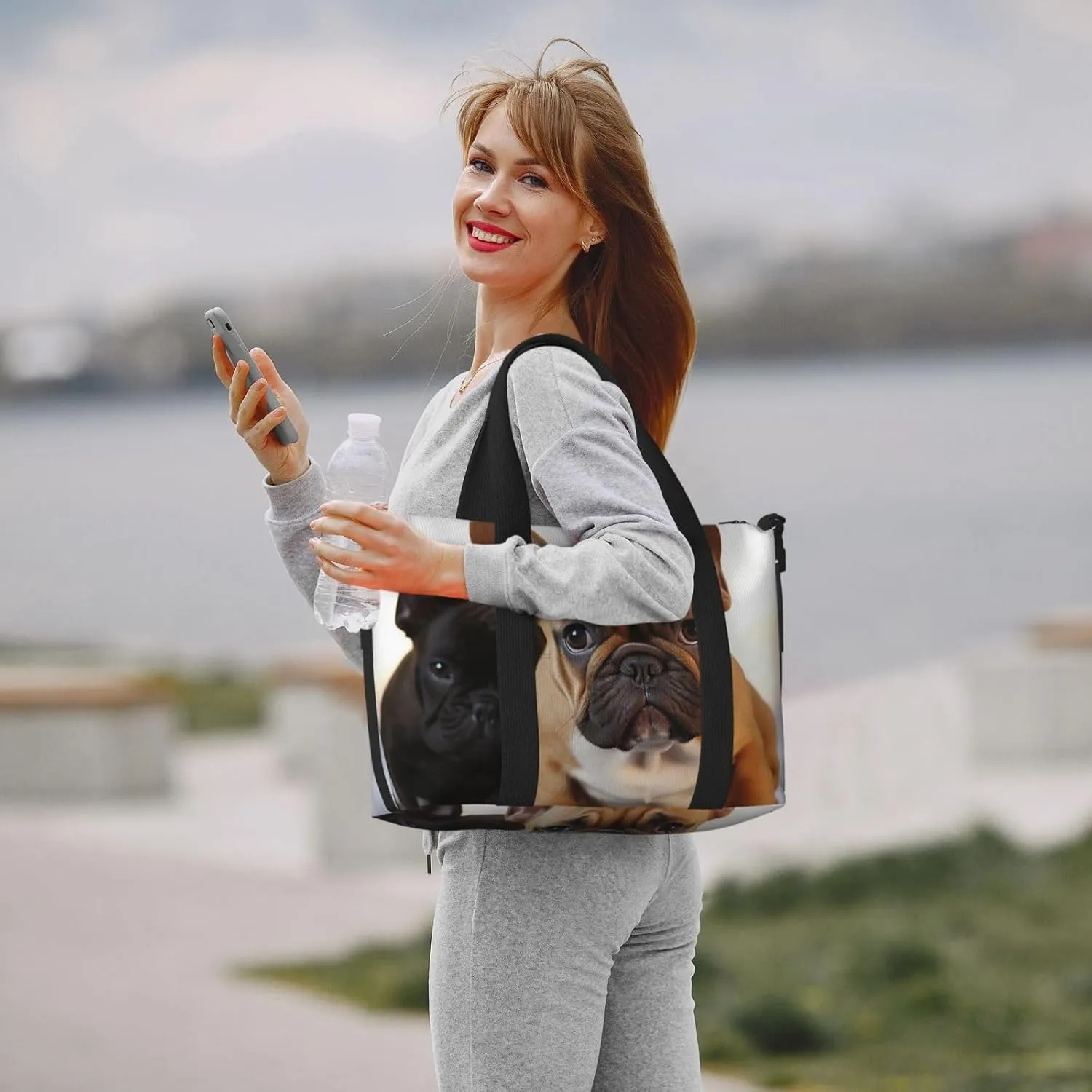 Sports Gym Bag for Women Men Travel Duffel Bag Tote Weekender Bag Carry on Overnight Bag for Travel Swimming Fitness Workout Sports Cute French Bulldog Duffle Bag