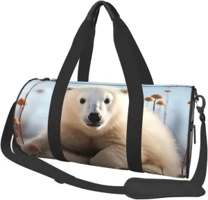 Sports Gym Bag for Women Men Travel Duffel Bag Tote Weekender Bag Carry on Overnight Bag for Travel Swimming Fitness Workout Sports cute polar bear animals Duffle Bag
