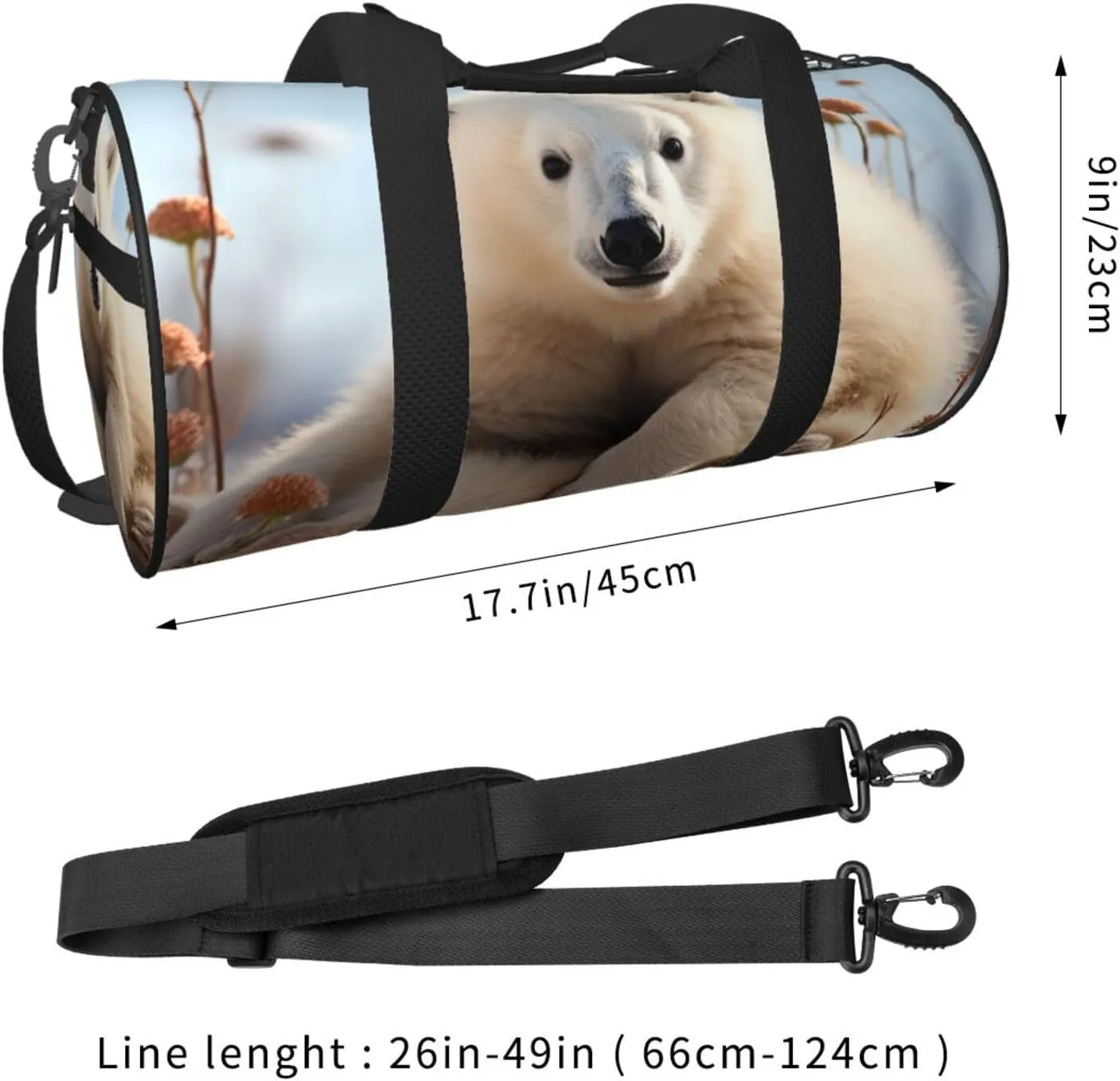 Sports Gym Bag for Women Men Travel Duffel Bag Tote Weekender Bag Carry on Overnight Bag for Travel Swimming Fitness Workout Sports cute polar bear animals Duffle Bag