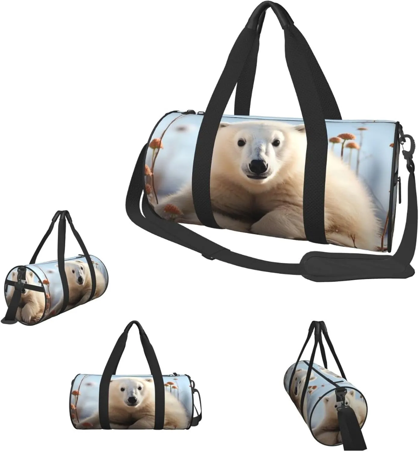 Sports Gym Bag for Women Men Travel Duffel Bag Tote Weekender Bag Carry on Overnight Bag for Travel Swimming Fitness Workout Sports cute polar bear animals Duffle Bag