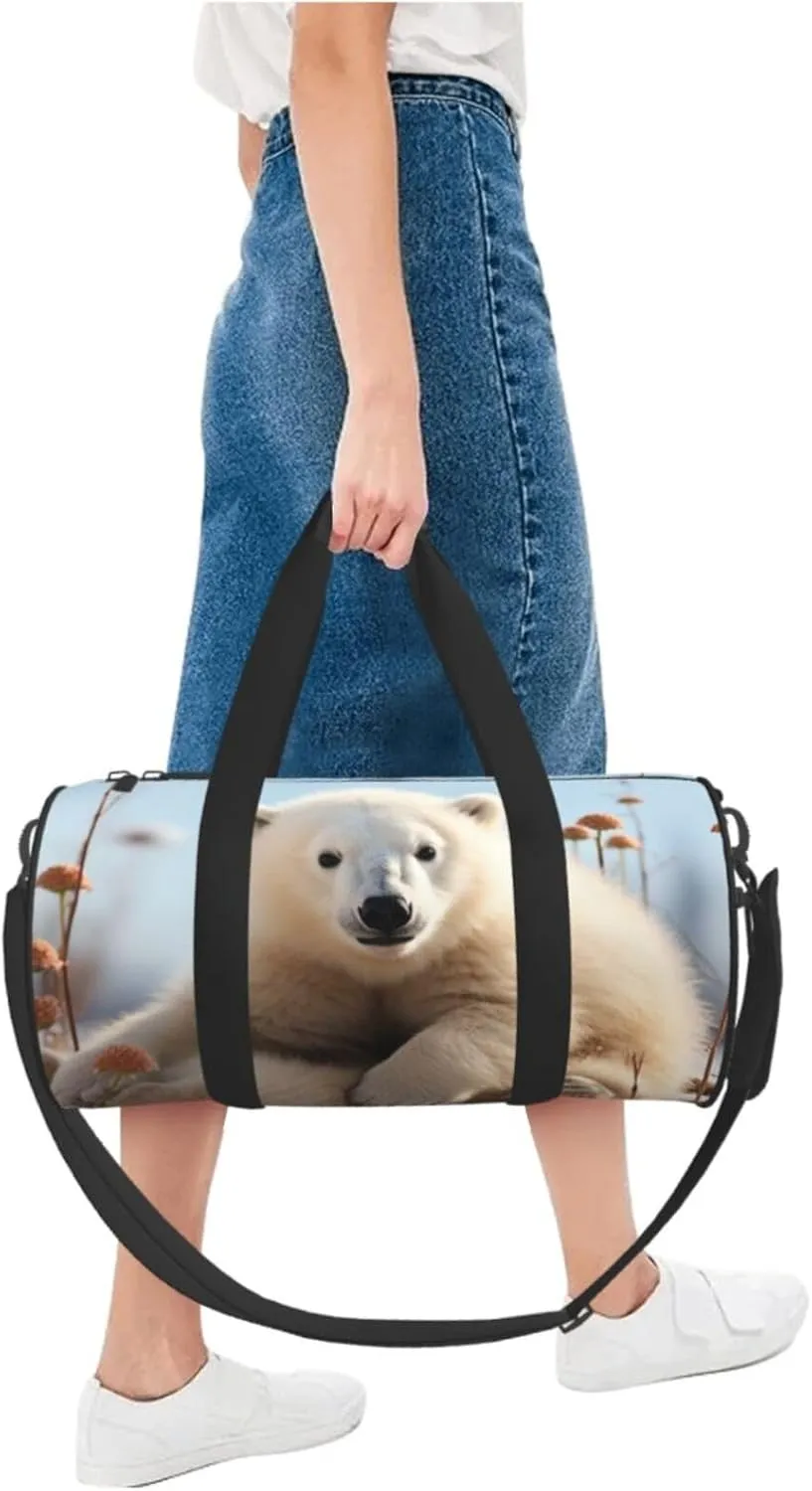 Sports Gym Bag for Women Men Travel Duffel Bag Tote Weekender Bag Carry on Overnight Bag for Travel Swimming Fitness Workout Sports cute polar bear animals Duffle Bag