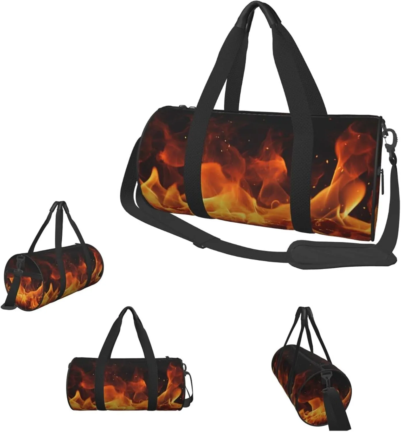 Sports Gym Bag for Women Men Travel Duffel Bag Tote Weekender Bag Carry on Overnight Bag for Travel Swimming Fitness Workout Sports Dancing Fire Duffle Bag