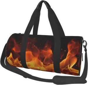 Sports Gym Bag for Women Men Travel Duffel Bag Tote Weekender Bag Carry on Overnight Bag for Travel Swimming Fitness Workout Sports Dancing Fire Duffle Bag