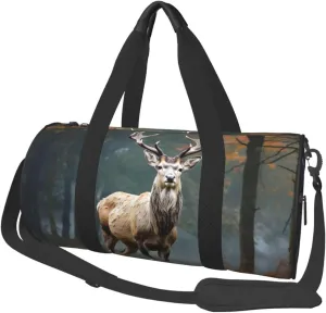 Sports Gym Bag for Women Men Travel Duffel Bag Tote Weekender Bag Carry on Overnight Bag for Travel Swimming Fitness Workout Sports Deer Animals Duffle Bag