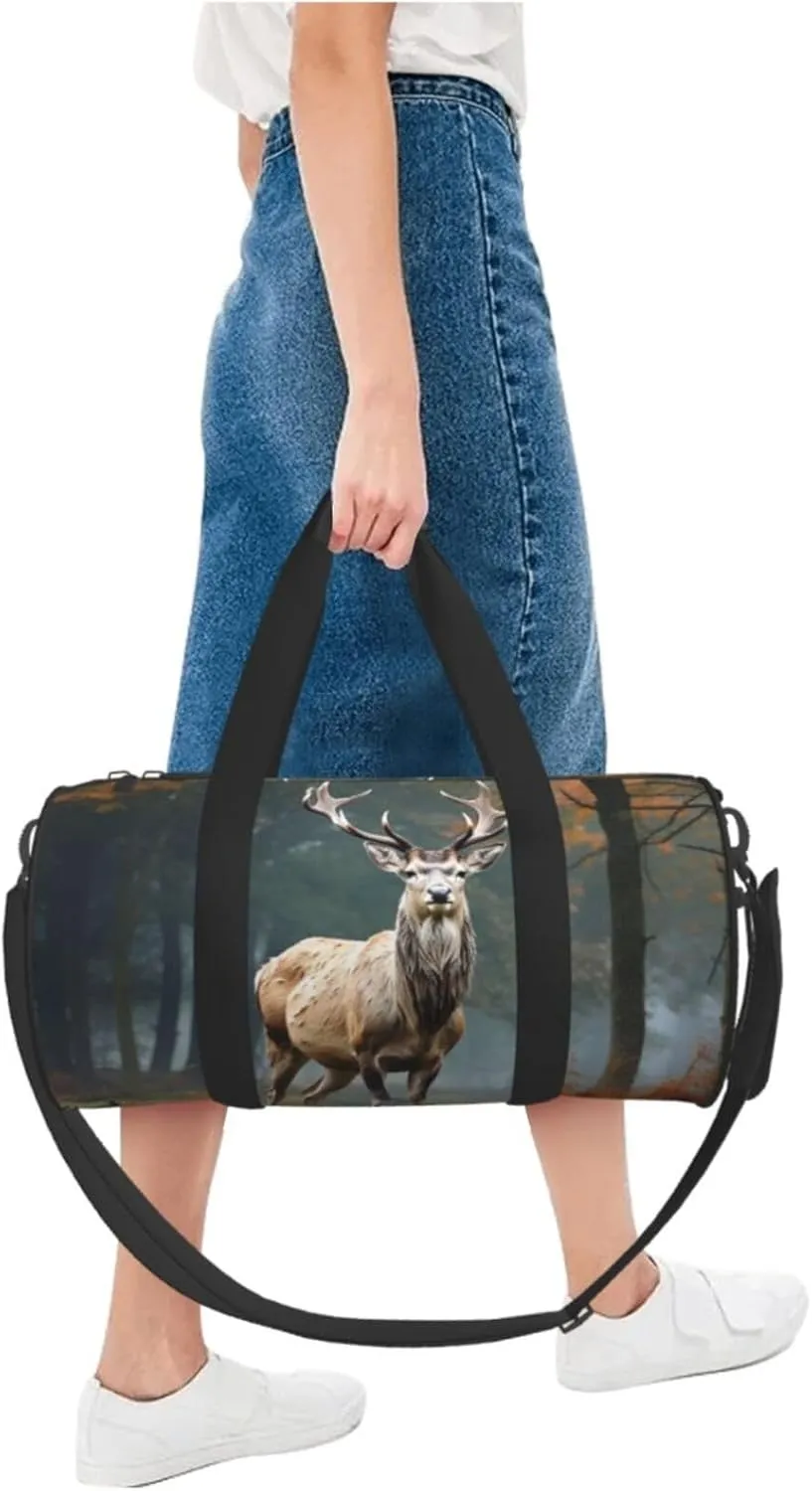Sports Gym Bag for Women Men Travel Duffel Bag Tote Weekender Bag Carry on Overnight Bag for Travel Swimming Fitness Workout Sports Deer Animals Duffle Bag