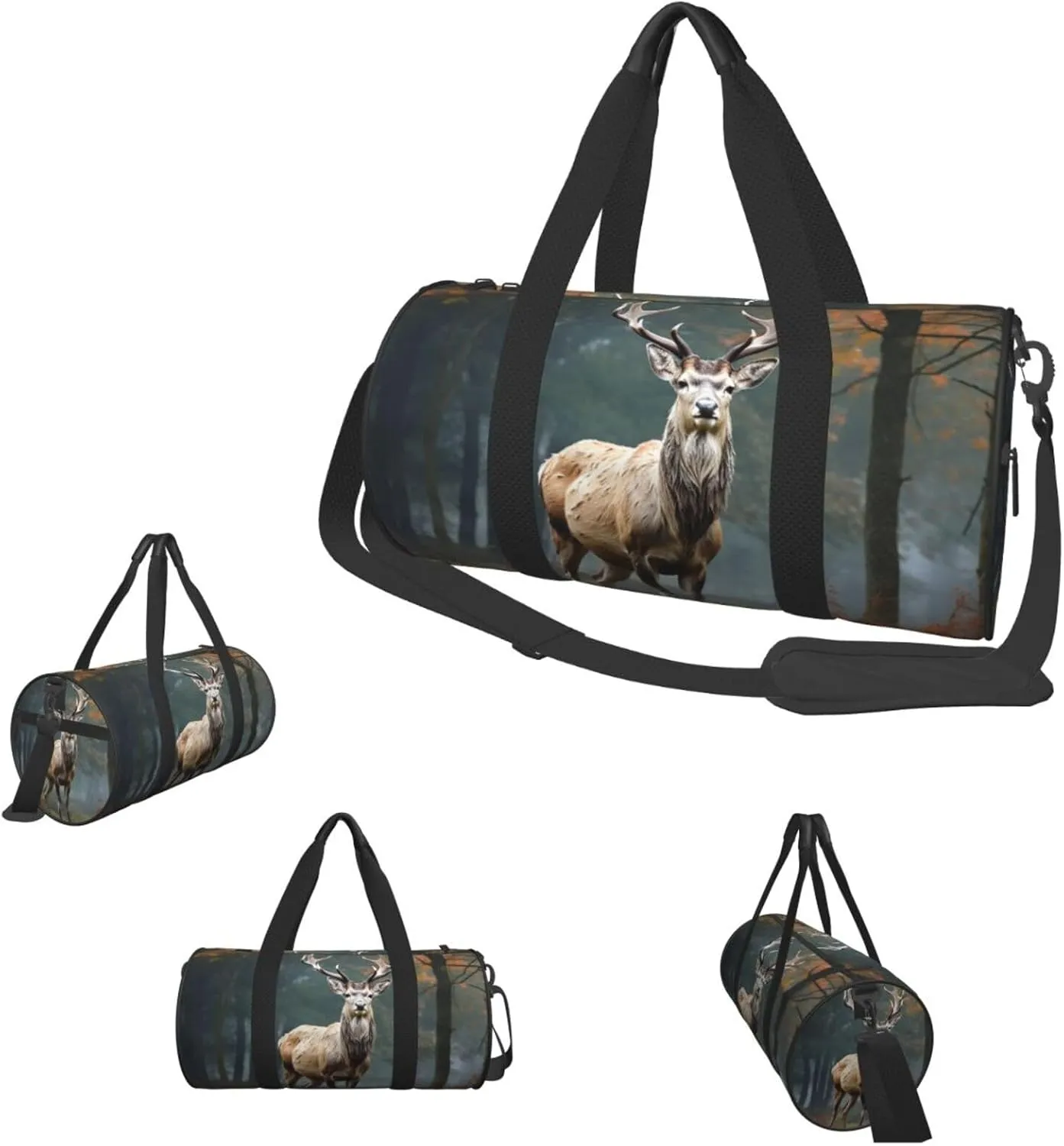 Sports Gym Bag for Women Men Travel Duffel Bag Tote Weekender Bag Carry on Overnight Bag for Travel Swimming Fitness Workout Sports Deer Animals Duffle Bag
