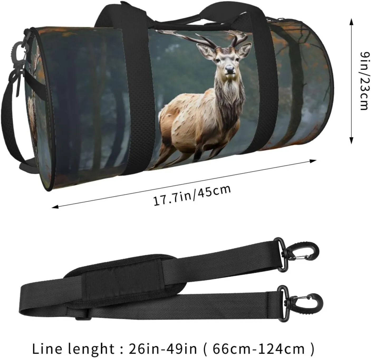Sports Gym Bag for Women Men Travel Duffel Bag Tote Weekender Bag Carry on Overnight Bag for Travel Swimming Fitness Workout Sports Deer Animals Duffle Bag