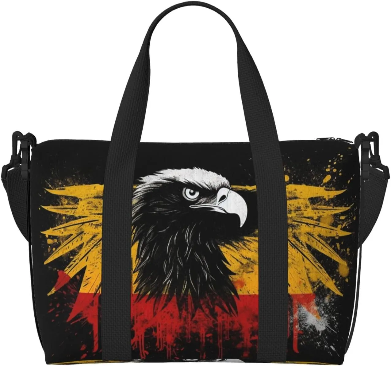 Sports Gym Bag for Women Men Travel Duffel Bag Tote Weekender Bag Carry on Overnight Bag for Travel Swimming Fitness Workout Sports Germany Flag Eagle Duffle Bag