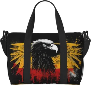 Sports Gym Bag for Women Men Travel Duffel Bag Tote Weekender Bag Carry on Overnight Bag for Travel Swimming Fitness Workout Sports Germany Flag Eagle Duffle Bag