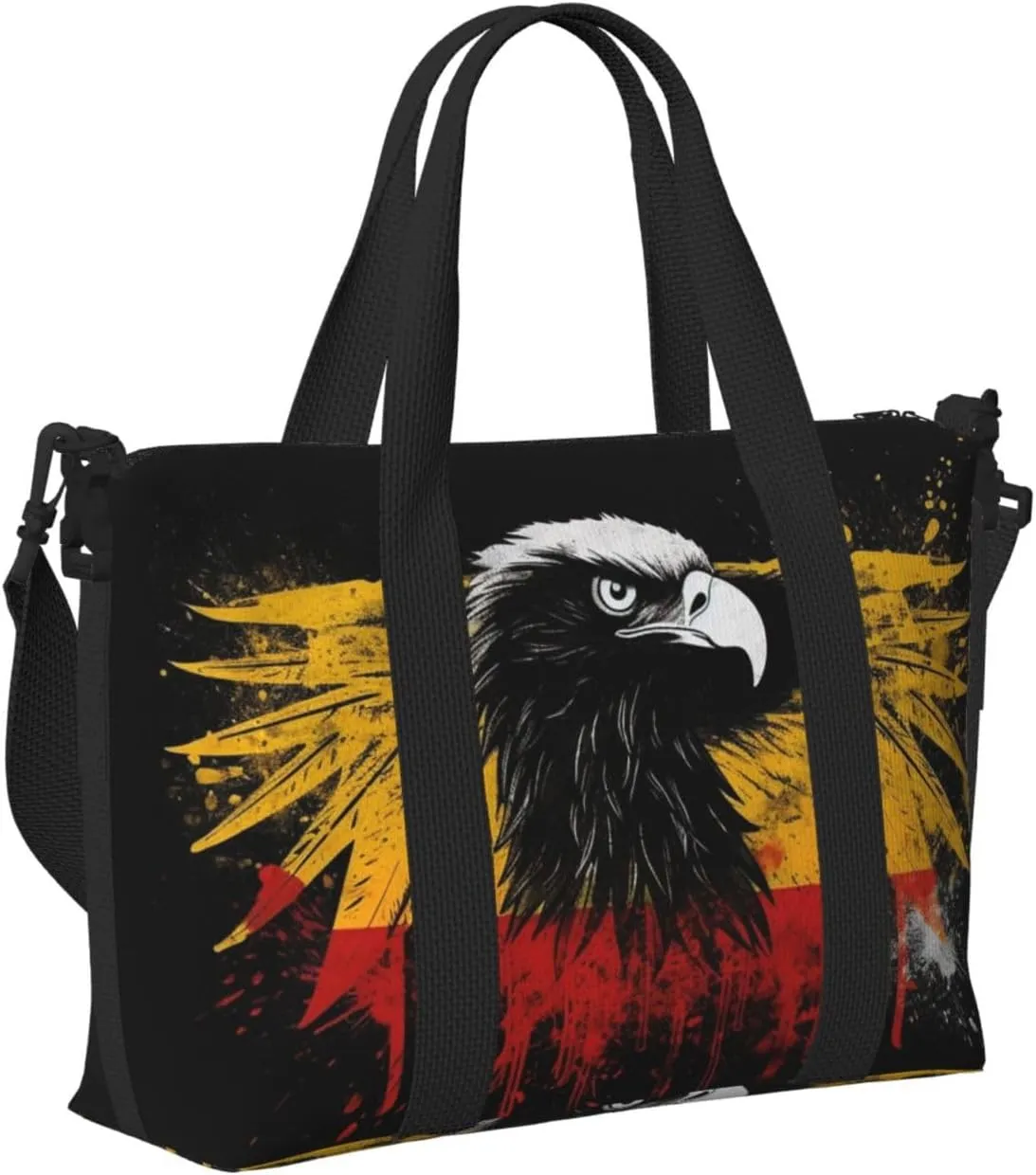 Sports Gym Bag for Women Men Travel Duffel Bag Tote Weekender Bag Carry on Overnight Bag for Travel Swimming Fitness Workout Sports Germany Flag Eagle Duffle Bag