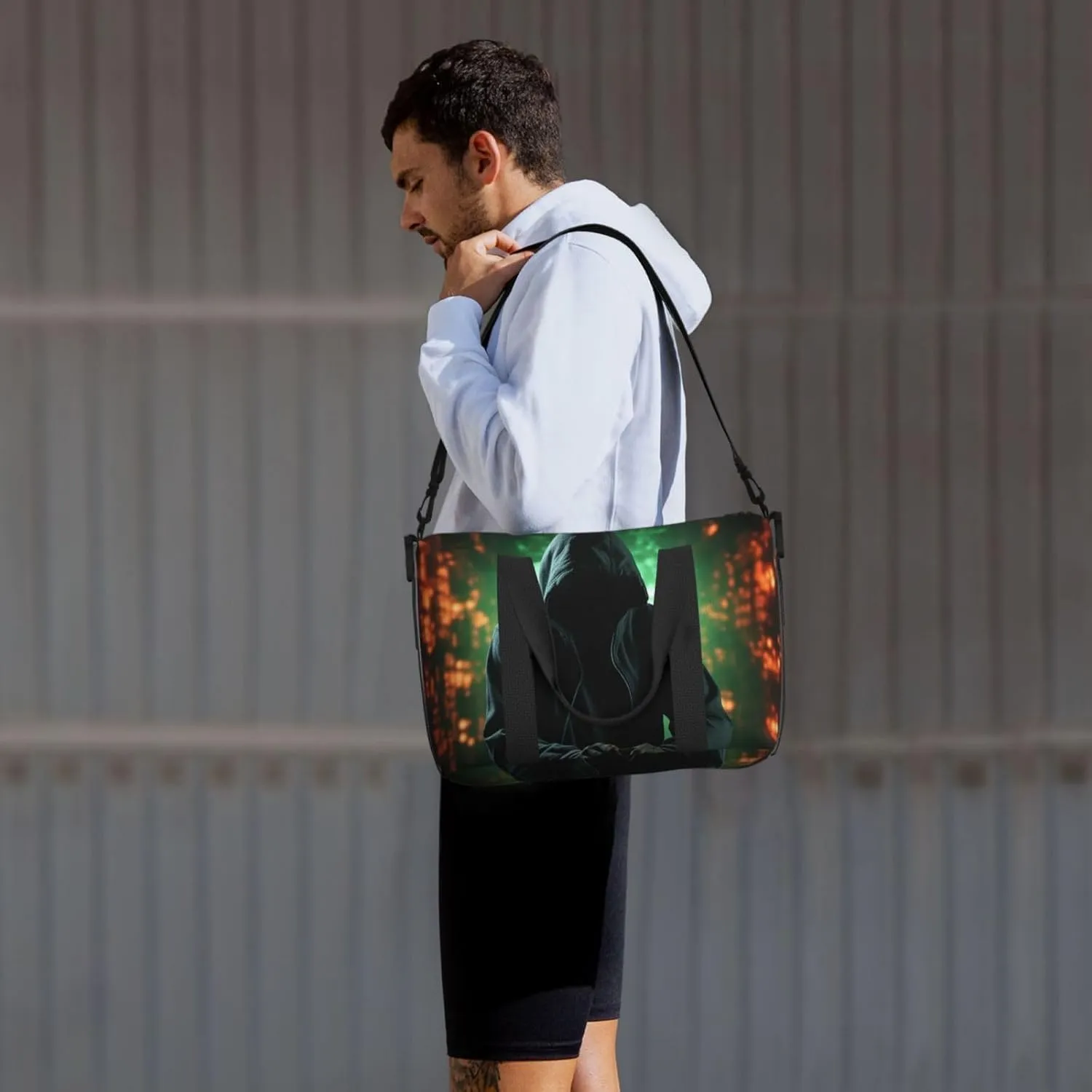 Sports Gym Bag for Women Men Travel Duffel Bag Tote Weekender Bag Carry on Overnight Bag for Travel Swimming Fitness Workout Sports Hacker Attack Duffle Bag