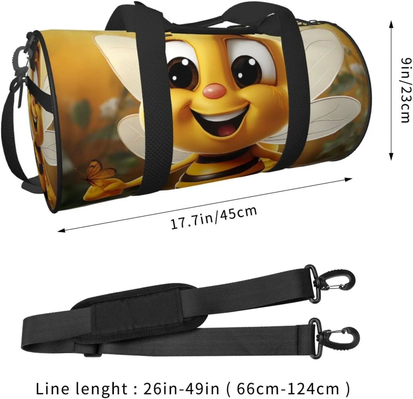 Sports Gym Bag for Women Men Travel Duffel Bag Tote Weekender Bag Carry on Overnight Bag for Travel Swimming Fitness Workout Sports Honey bee Duffle Bag