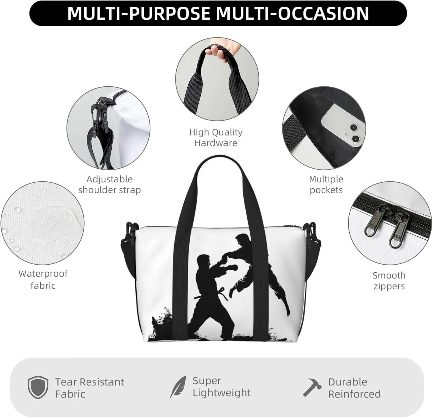 Sports Gym Bag for Women Men Travel Duffel Bag Tote Weekender Bag Carry on Overnight Bag for Travel Swimming Fitness Workout Sports kickboxing Duffle Bag
