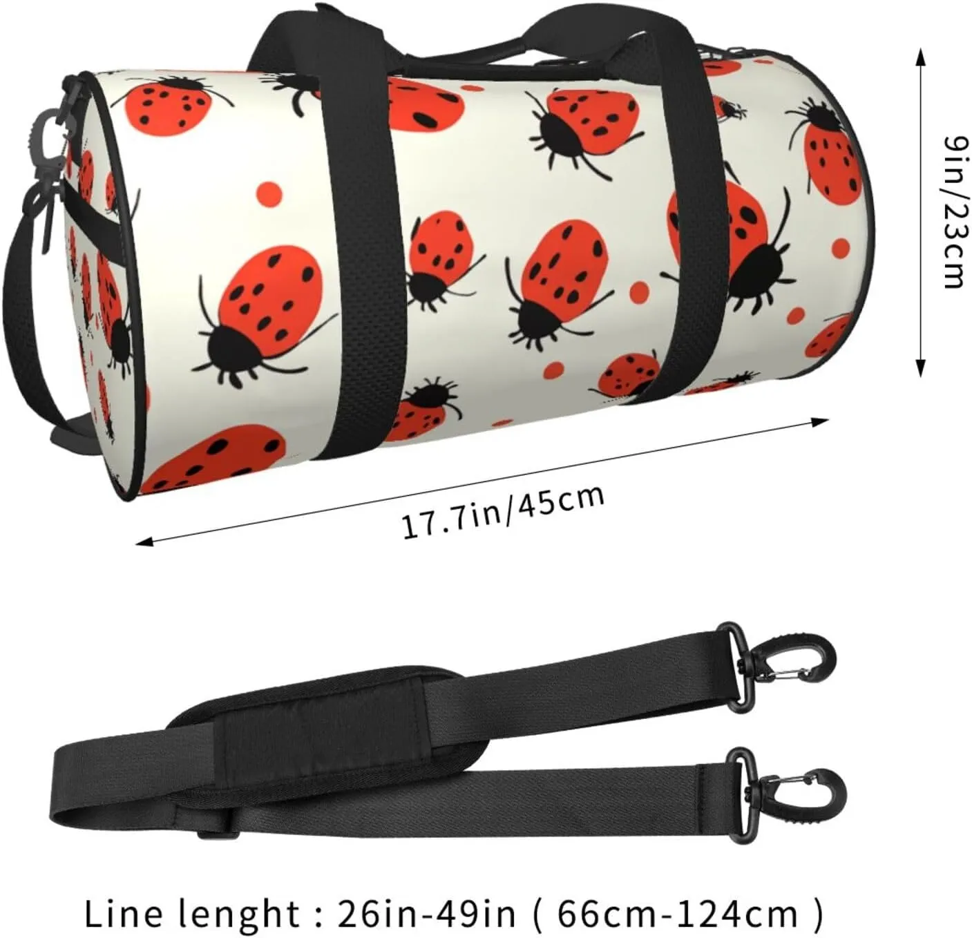Sports Gym Bag for Women Men Travel Duffel Bag Tote Weekender Bag Carry on Overnight Bag for Travel Swimming Fitness Workout Sports Ladybugs Pattern Infinite Speckled Duffle Bag