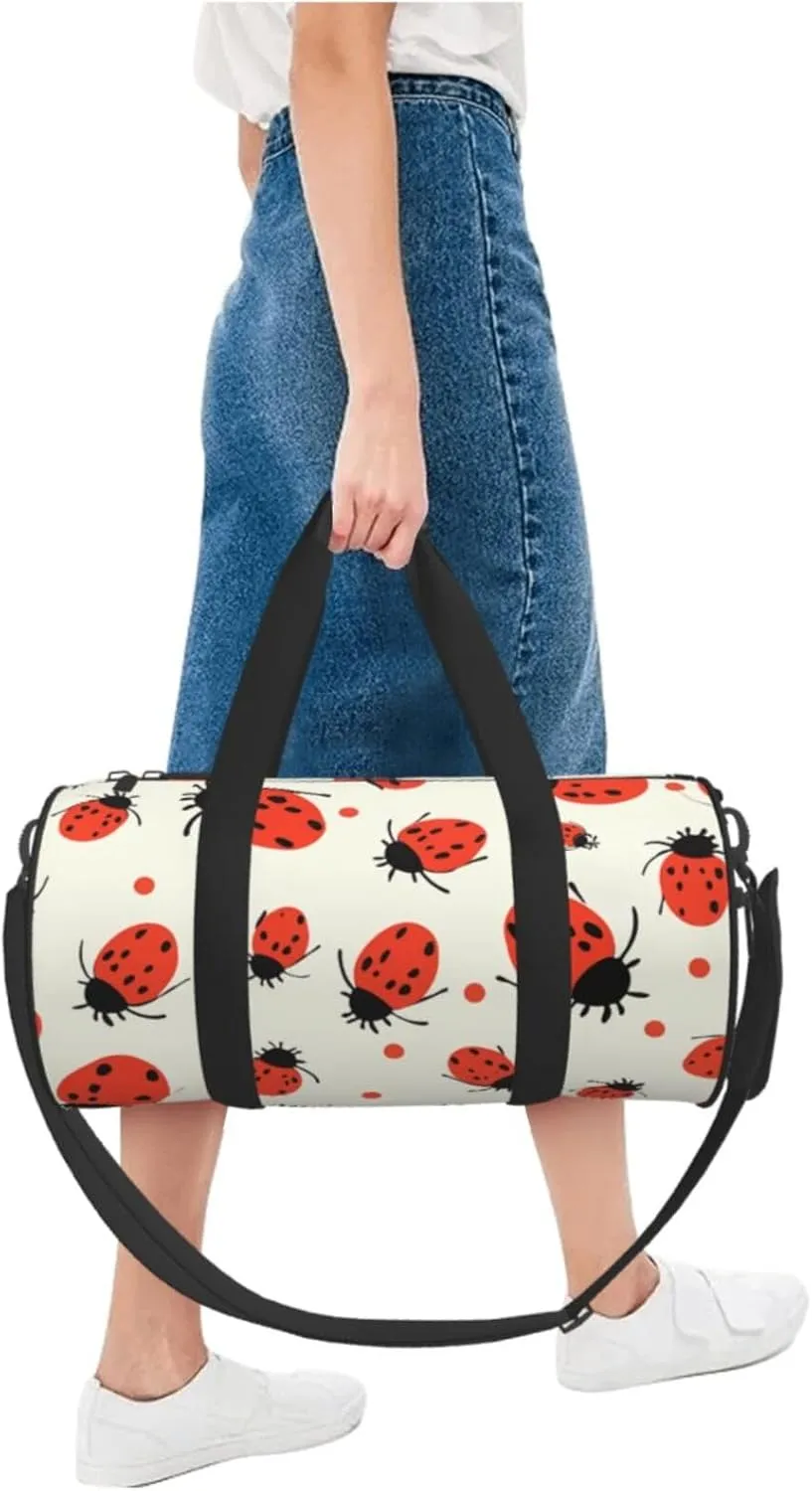 Sports Gym Bag for Women Men Travel Duffel Bag Tote Weekender Bag Carry on Overnight Bag for Travel Swimming Fitness Workout Sports Ladybugs Pattern Infinite Speckled Duffle Bag