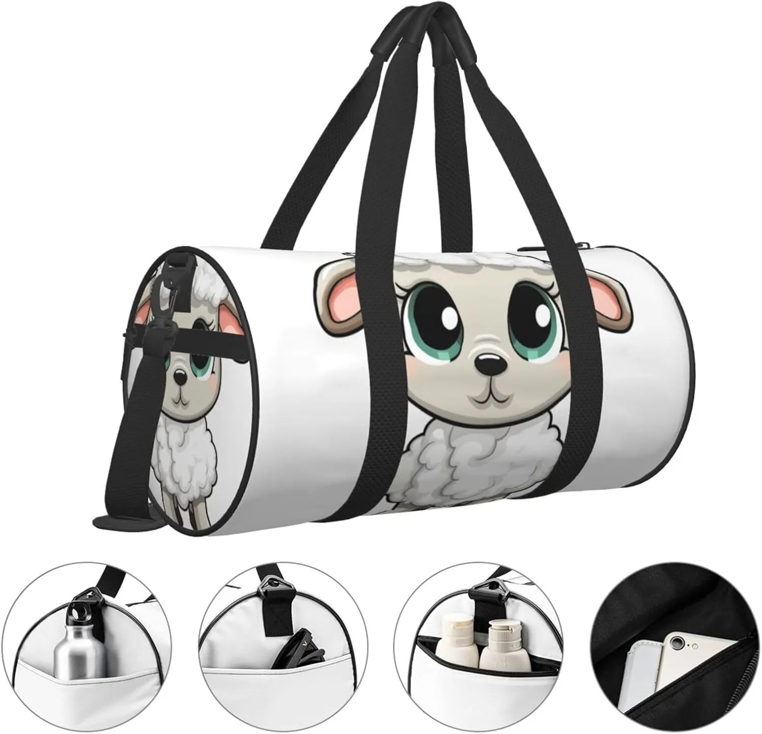Sports Gym Bag for Women Men Travel Duffel Bag Tote Weekender Bag Carry on Overnight Bag for Travel Swimming Fitness Workout Sports Lamb Duffle Bag