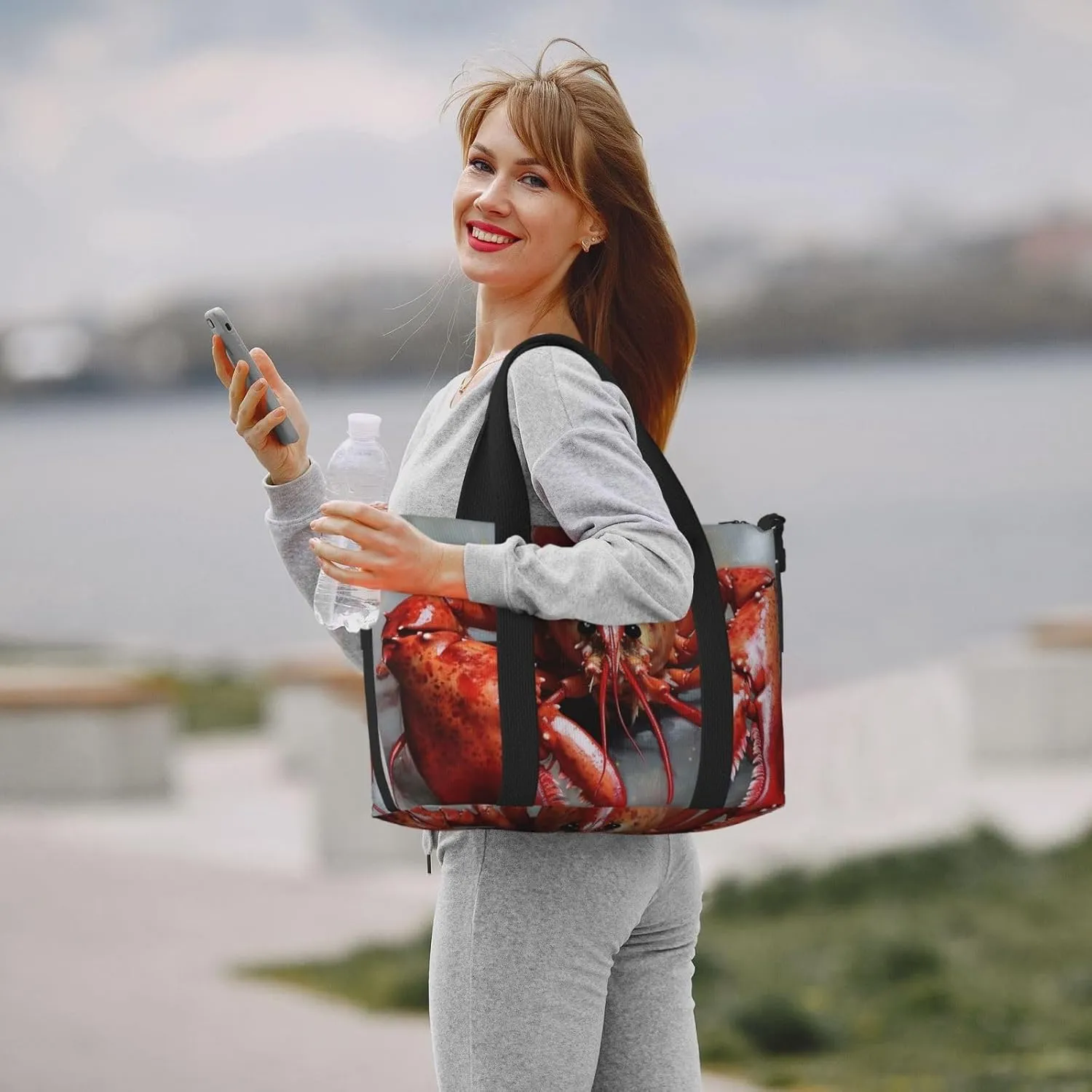 Sports Gym Bag for Women Men Travel Duffel Bag Tote Weekender Bag Carry on Overnight Bag for Travel Swimming Fitness Workout Sports Lobster Duffle Bag