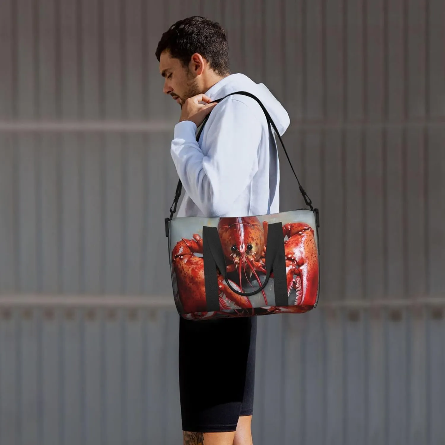 Sports Gym Bag for Women Men Travel Duffel Bag Tote Weekender Bag Carry on Overnight Bag for Travel Swimming Fitness Workout Sports Lobster Duffle Bag