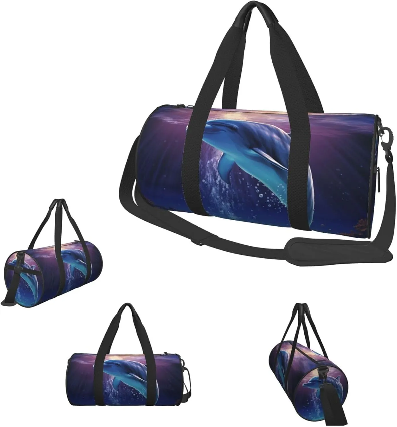 Sports Gym Bag for Women Men Travel Duffel Bag Tote Weekender Bag Carry on Overnight Bag for Travel Swimming Fitness Workout Sports Ocean Dolphin Duffle Bag