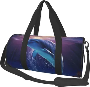 Sports Gym Bag for Women Men Travel Duffel Bag Tote Weekender Bag Carry on Overnight Bag for Travel Swimming Fitness Workout Sports Ocean Dolphin Duffle Bag