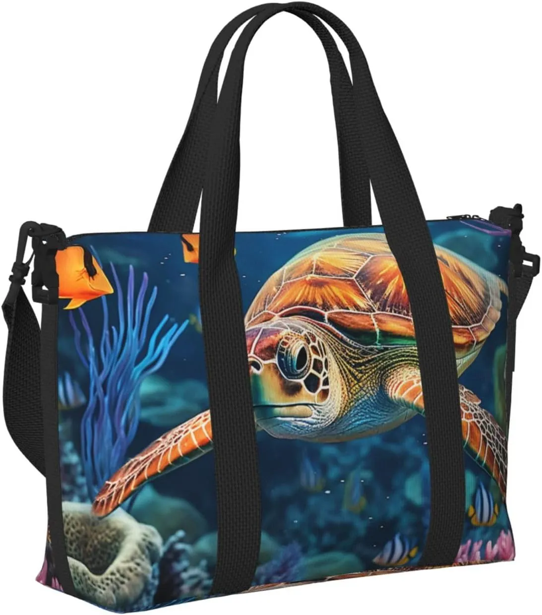 Sports Gym Bag for Women Men Travel Duffel Bag Tote Weekender Bag Carry on Overnight Bag for Travel Swimming Fitness Workout Sports Ocean Sea Turtle Tropical Fish Starfish Duffle Bag