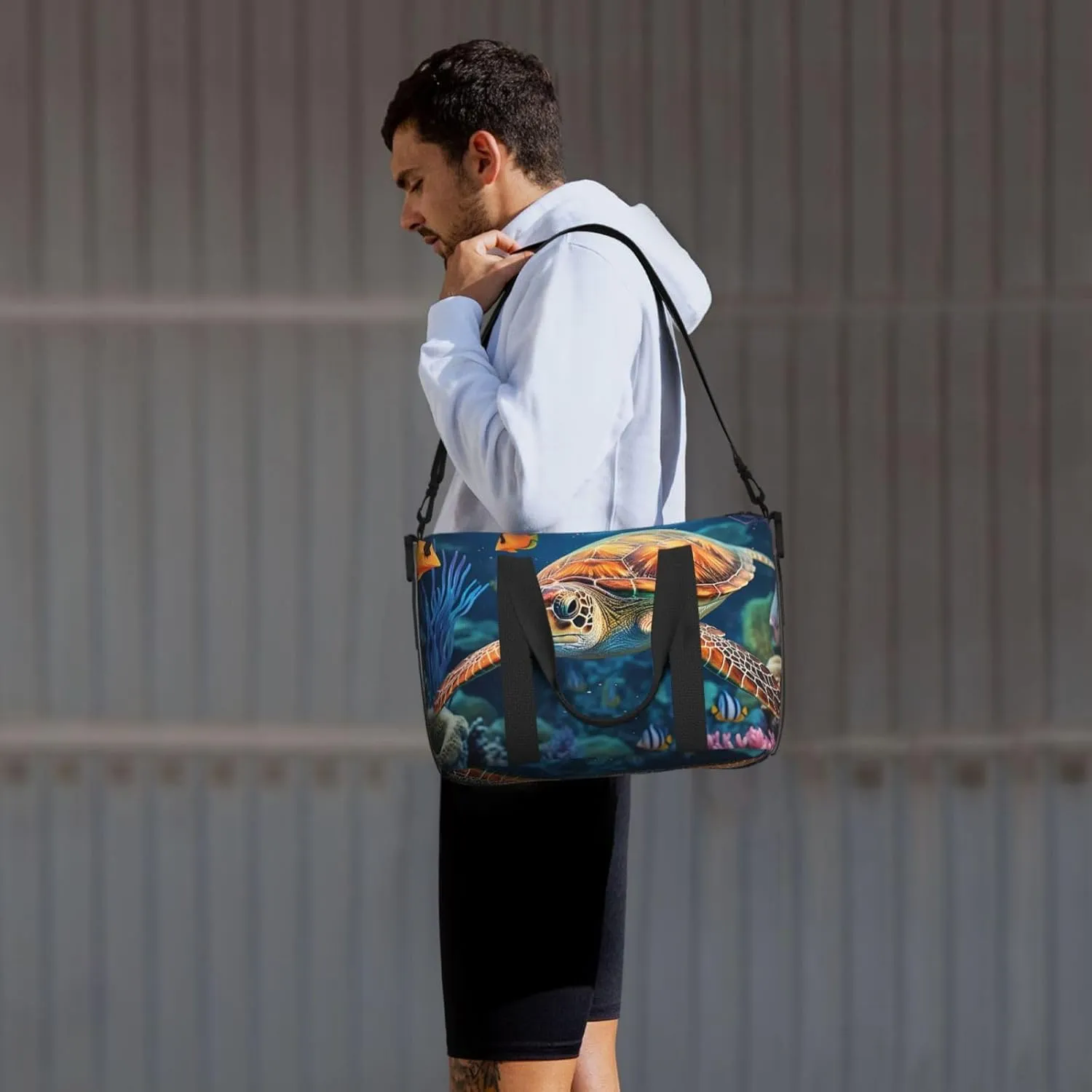 Sports Gym Bag for Women Men Travel Duffel Bag Tote Weekender Bag Carry on Overnight Bag for Travel Swimming Fitness Workout Sports Ocean Sea Turtle Tropical Fish Starfish Duffle Bag