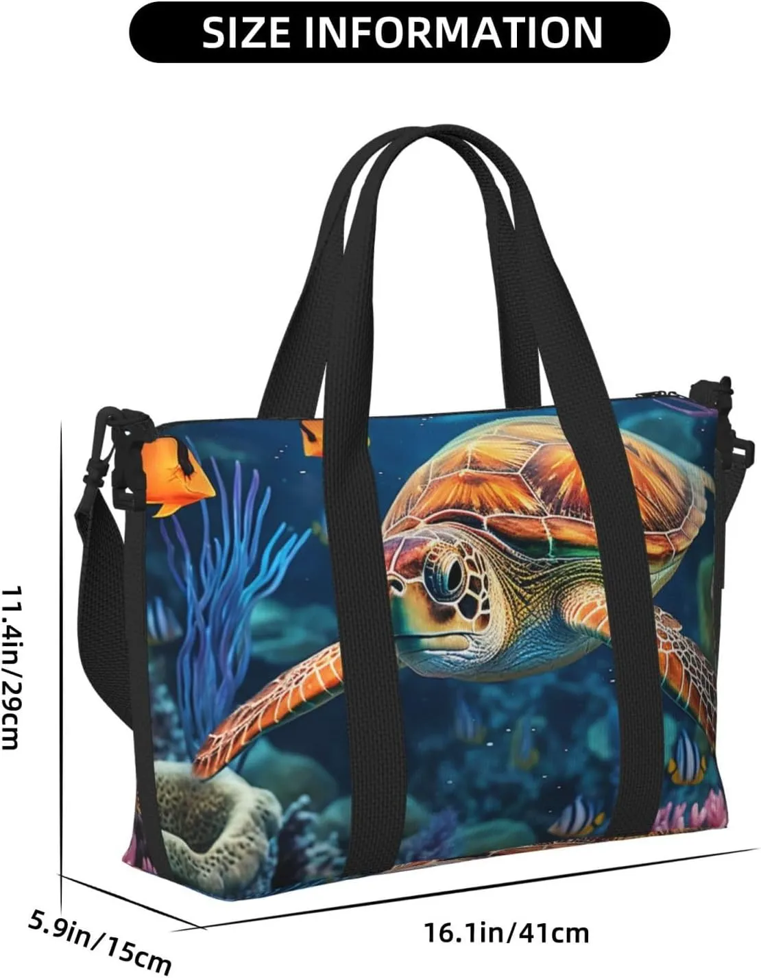 Sports Gym Bag for Women Men Travel Duffel Bag Tote Weekender Bag Carry on Overnight Bag for Travel Swimming Fitness Workout Sports Ocean Sea Turtle Tropical Fish Starfish Duffle Bag