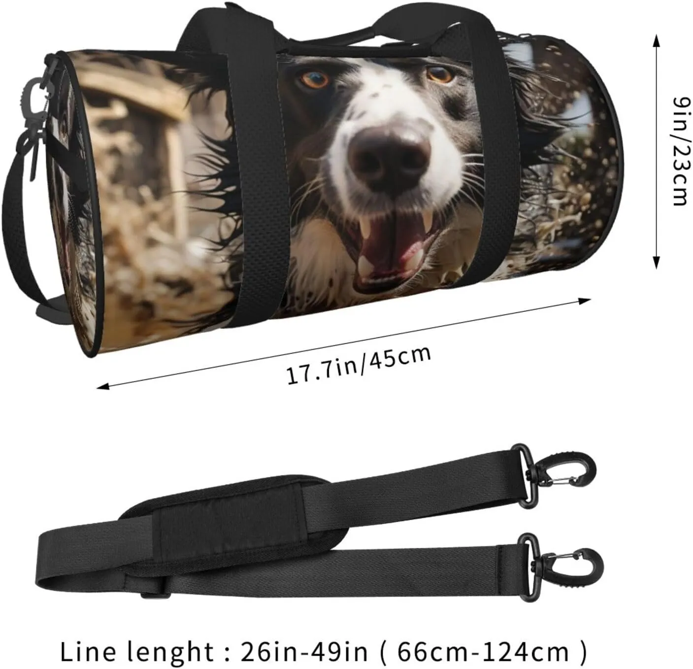 Sports Gym Bag for Women Men Travel Duffel Bag Tote Weekender Bag Carry on Overnight Bag for Travel Swimming Fitness Workout Sports Pastor border collie Duffle Bag